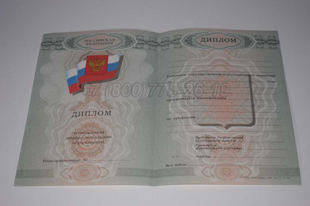 Бланк диплома ПТУ Гознак 2007-2010 год выпуска г.Владивосток